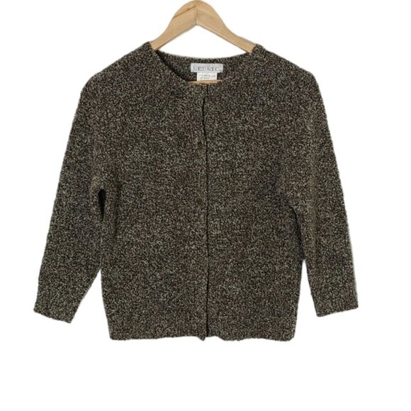 VTG KAREN KANE Tweedy Cashmere and Merino Wool Blend Cardigan Women's Size M - Picture 2 of 10